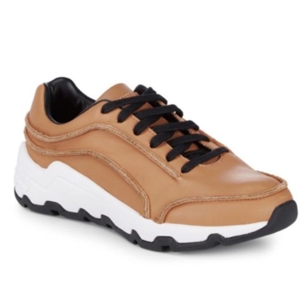 Opening Ceremony Tan Leather Sneaker with Black Laces and White Sole
